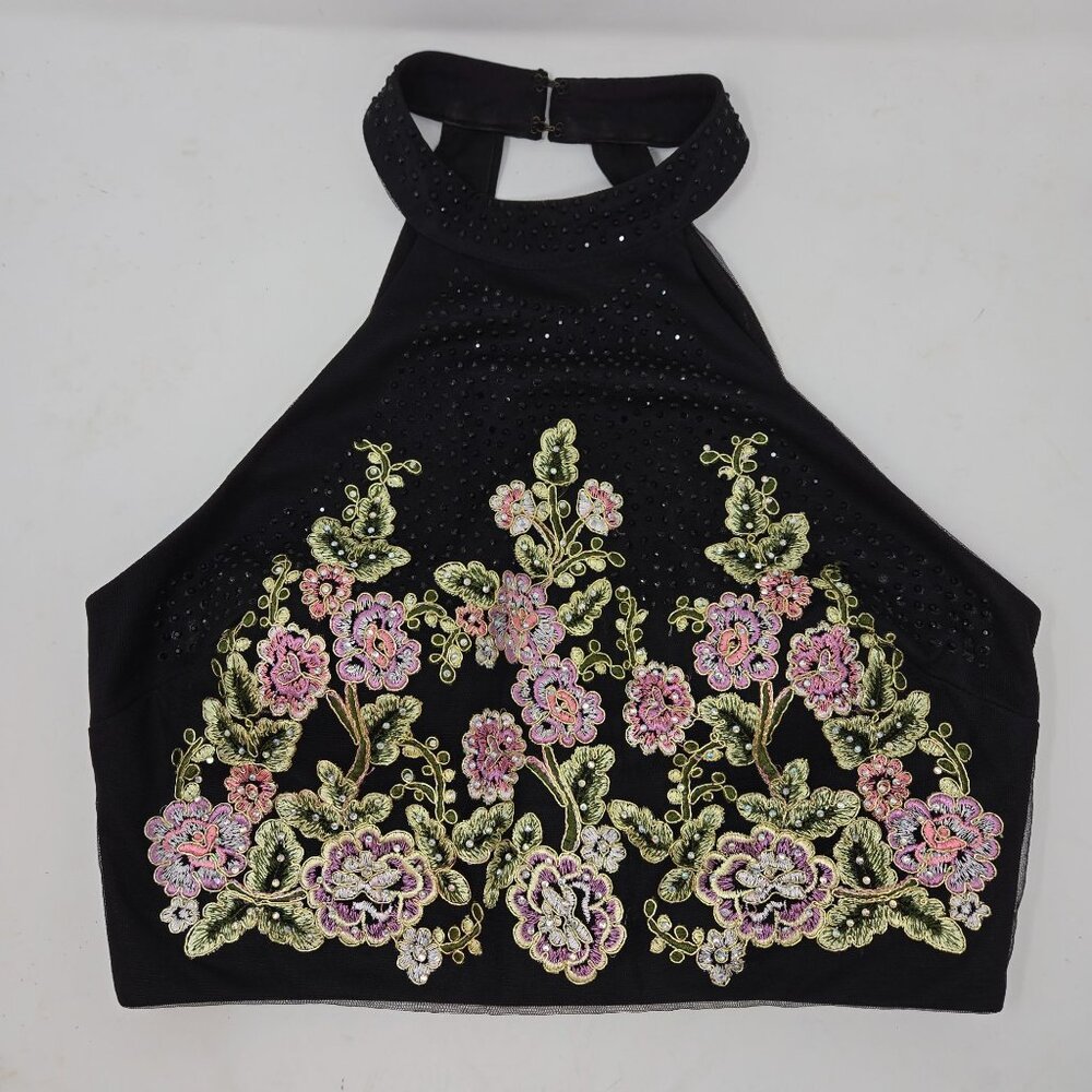 Jodi Kristopher 11 Beaded FLoral Embroidery Garden Fairy Whimsical Festival Crop